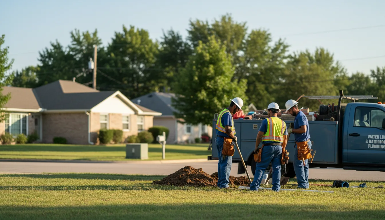 Residential water line and bathroom plumbing service in Oran, IA